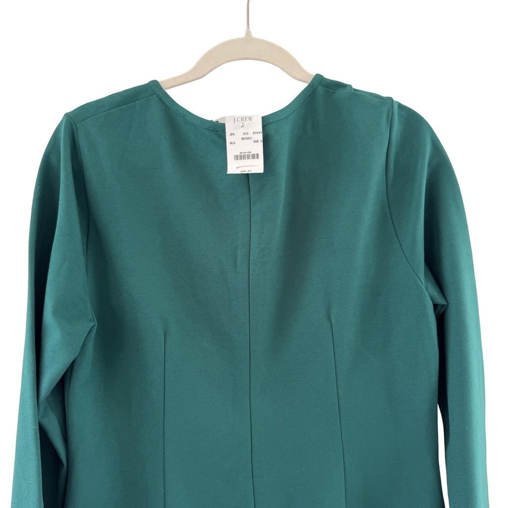 J Crew Dress Womens Large Green Long Sleeve Ponte Knit Sheath Knee Length Jewel - Picture 10 of 16